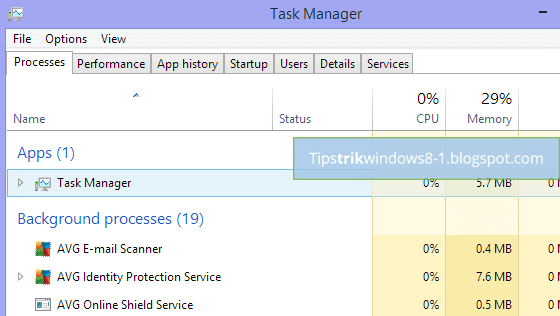 Task Manager di Windows 8.1