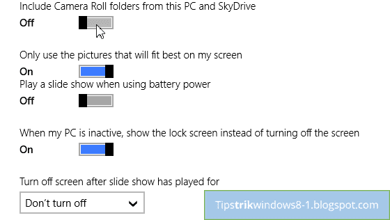 opsi tambahan untuk slideshow gambar di lock screen windows 8.1