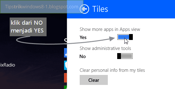cara menampilkan/mengubah daftar aplikasi agar terlihat dengan icon kecil di apps view di windows 8.1