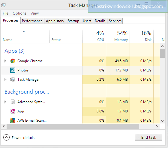 task manager di windows 8.1 menunjukan aplikasi metro masih berjalan dalam background