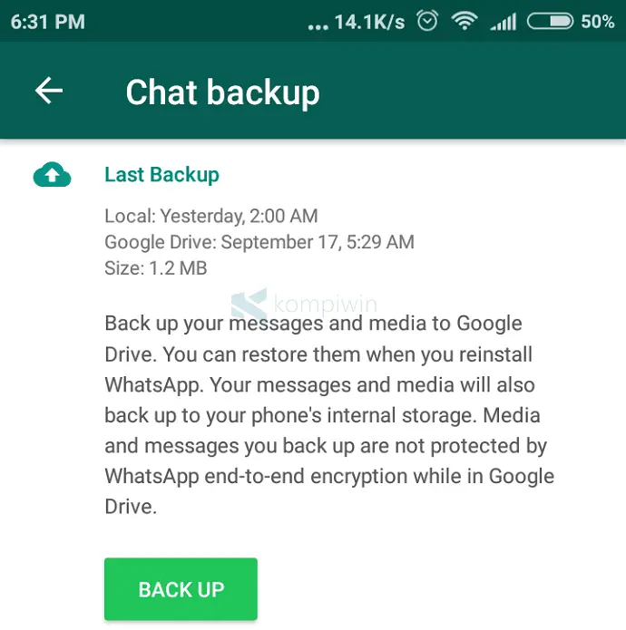 chat backup whatsapp