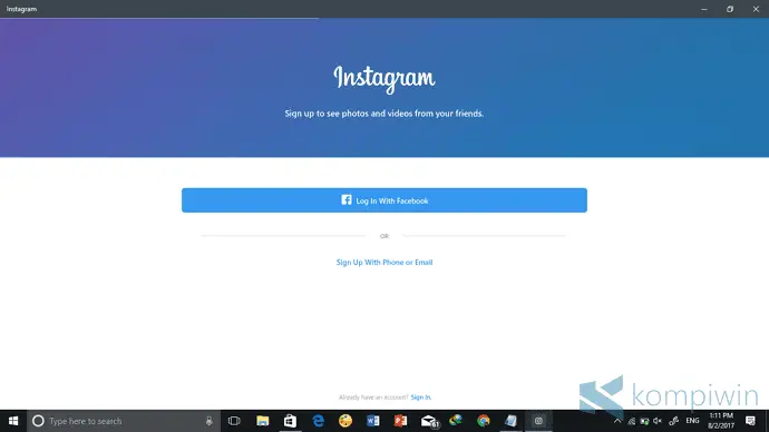 upload foto instagram lewat windows 10 laptop