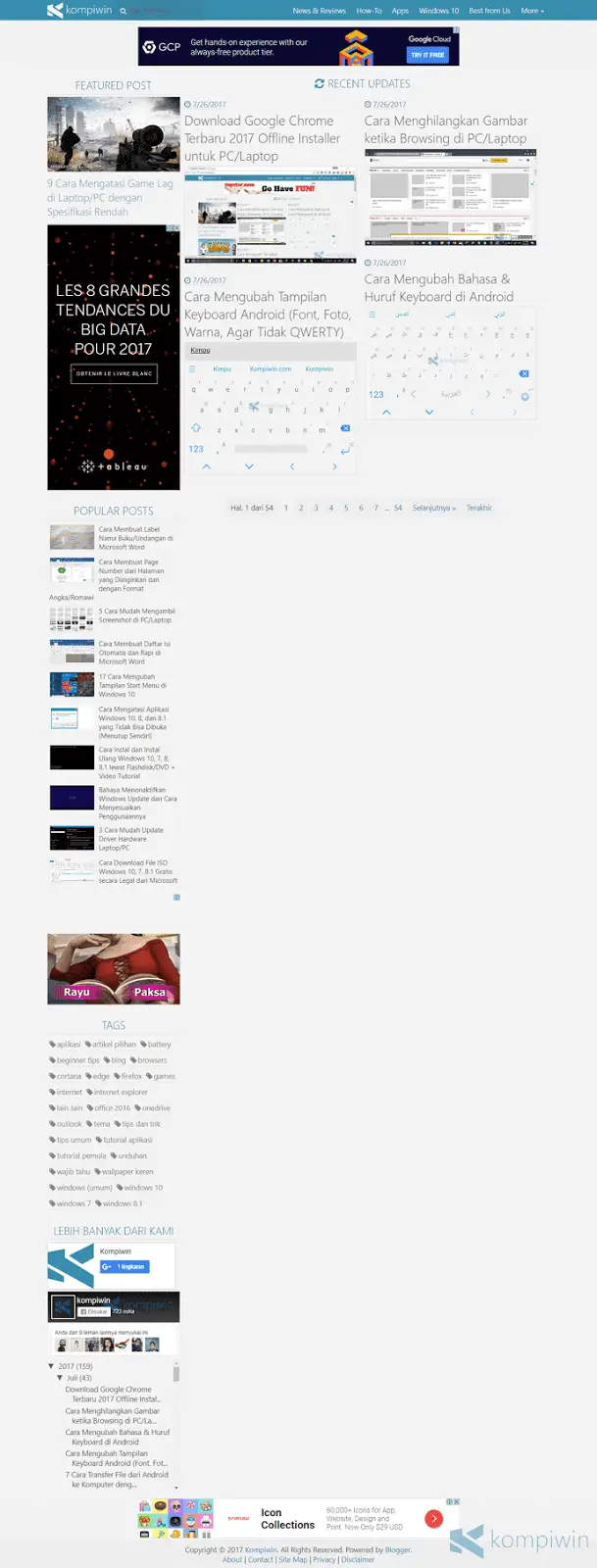 contoh screenshot halaman web dari atas ke bawah